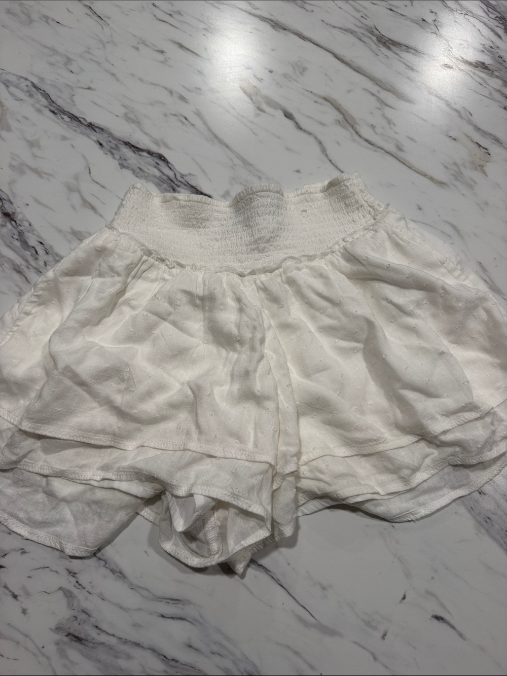 Hollister White Tiered Smocked-Waist Skort Shorts